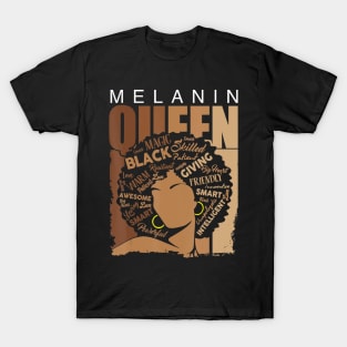 Black History S Melanin Queen African Hair T-Shirt
